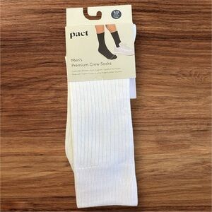 PACT Men’s White Perfect Crew Socks Organic Cotton Fits‎ Shoe Size 9-13 NEW